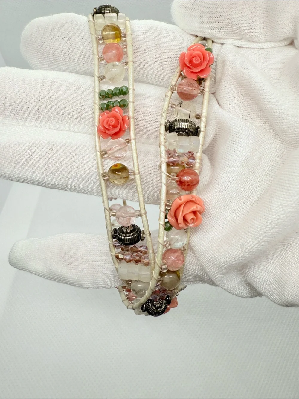 Beautifully Crafted Artisan Wrap Gemstone & Charm Bracelet!